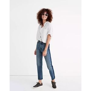 Madewell High-Rise Slim Boy Jean in Two-Tone Tuxedo Stripe Edition